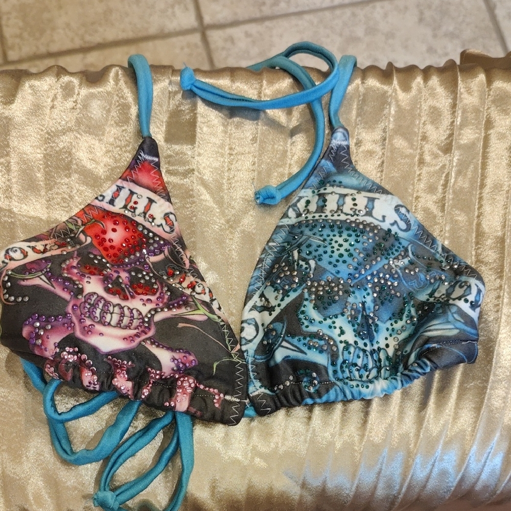 Ed Hardy Red and Blue Skull Bikini